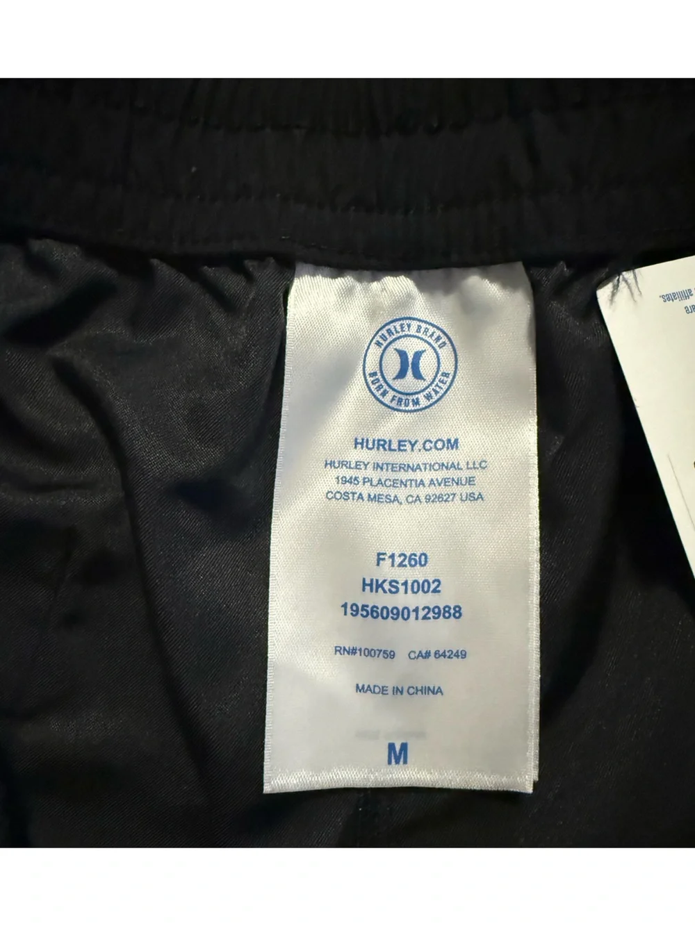 Women’s Hurley Black Boardshorts with White Logo Medium New NWT